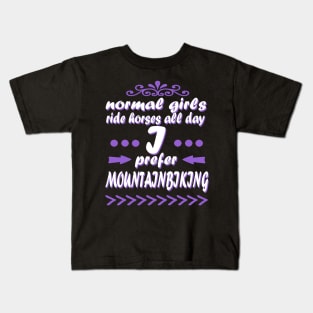 Mountain biking downhill girls bike trail gift Kids T-Shirt